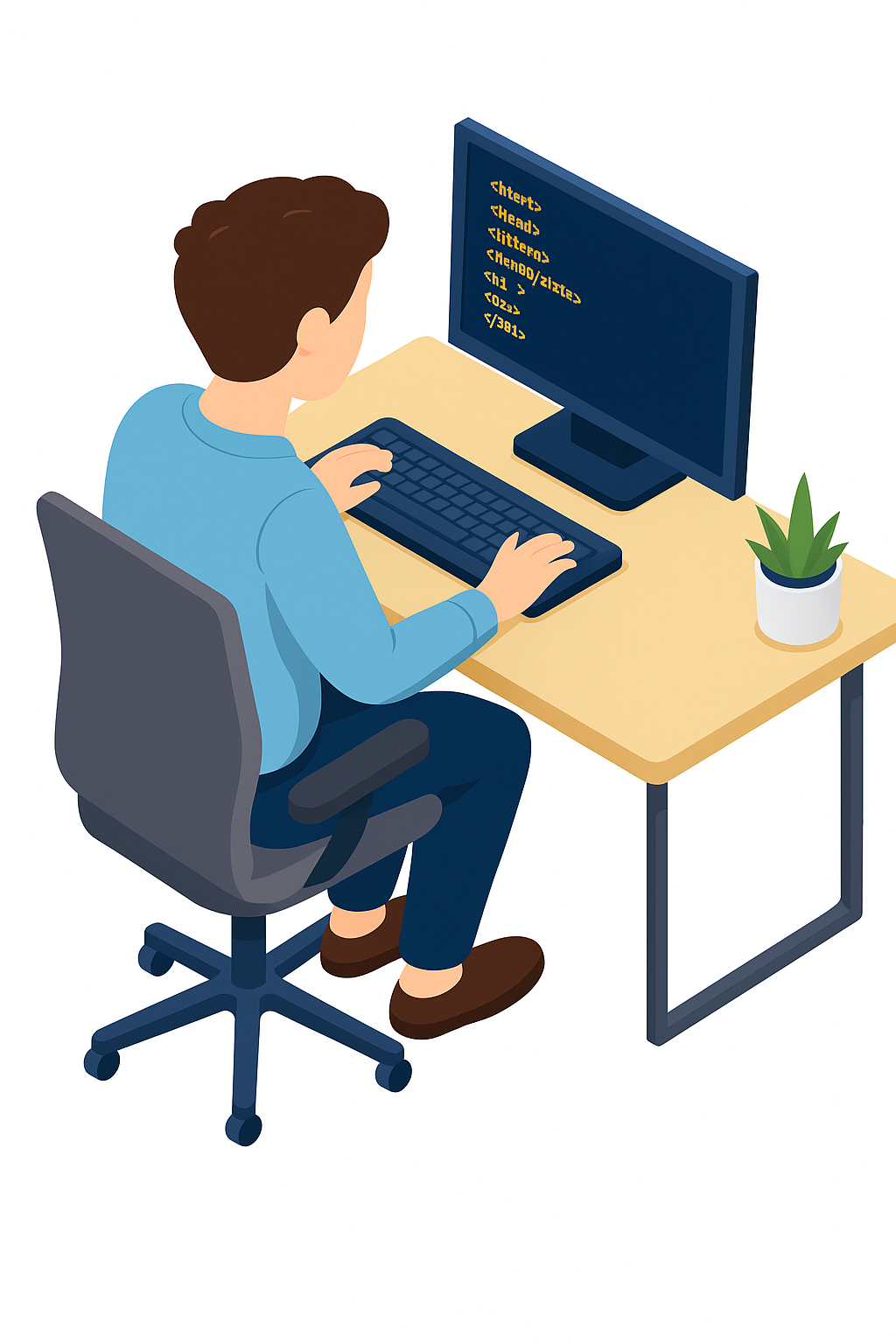 Developer at desk illustration
