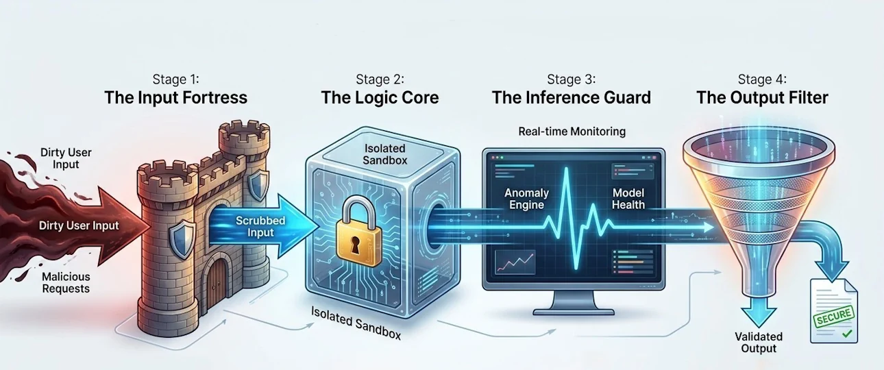 The Guardrail Pipeline - 22-Layer AI Security Data-Flow Architecture