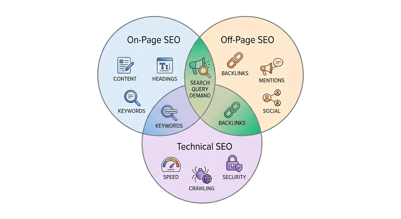 On-Page vs Off-Page vs Technical SEO