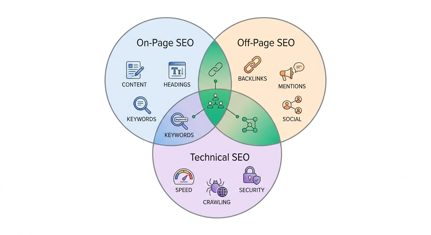 On-Page vs Off-Page vs Technical SEO